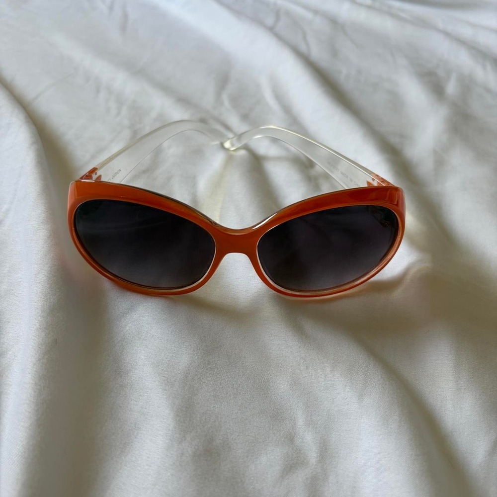 Y2K tangerine sunglasses round lens Italy design orange and clear